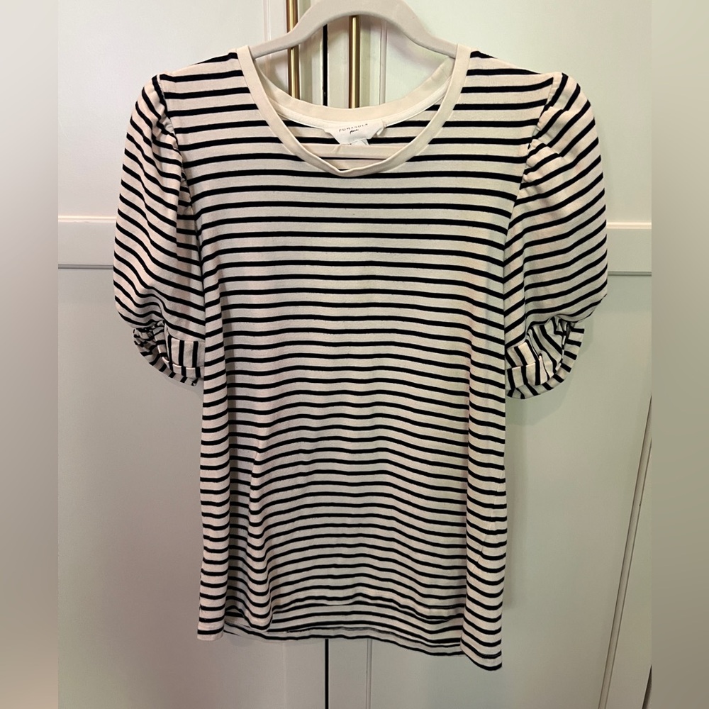 Tuckernuck Pomander Place Navy and White Striped Short Sleeve Top